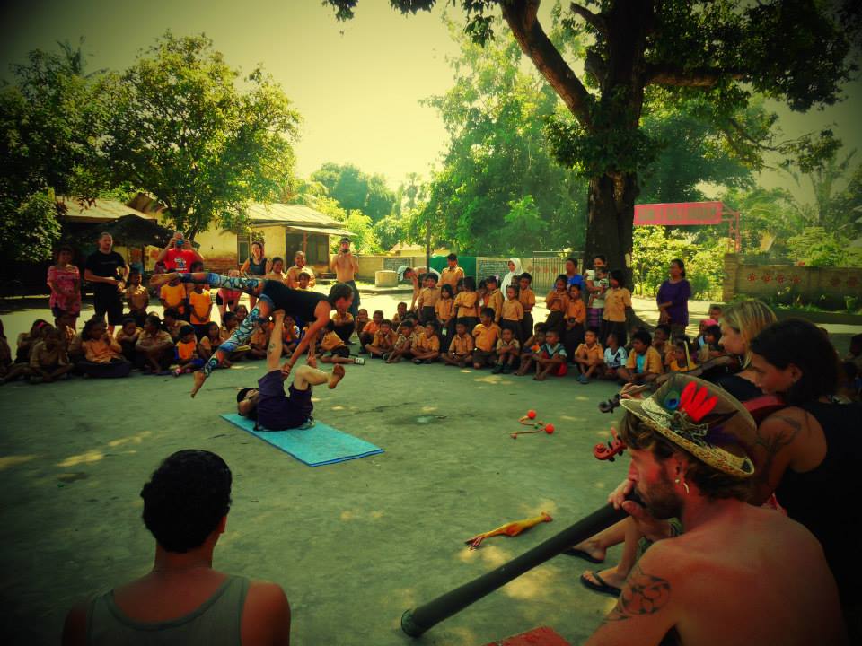 Acroyoga Circus Show at Gili Air Primary School